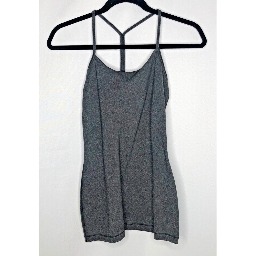 Lululemon Tank Top 4 Gray Power Y Strappy Athletic Yoga Gym Workout Camisole